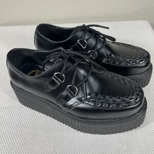 DEMONIA Men's Sz 7 Gothic Black Leather 2 " Platform Creepers Punk Shoes CRE402
